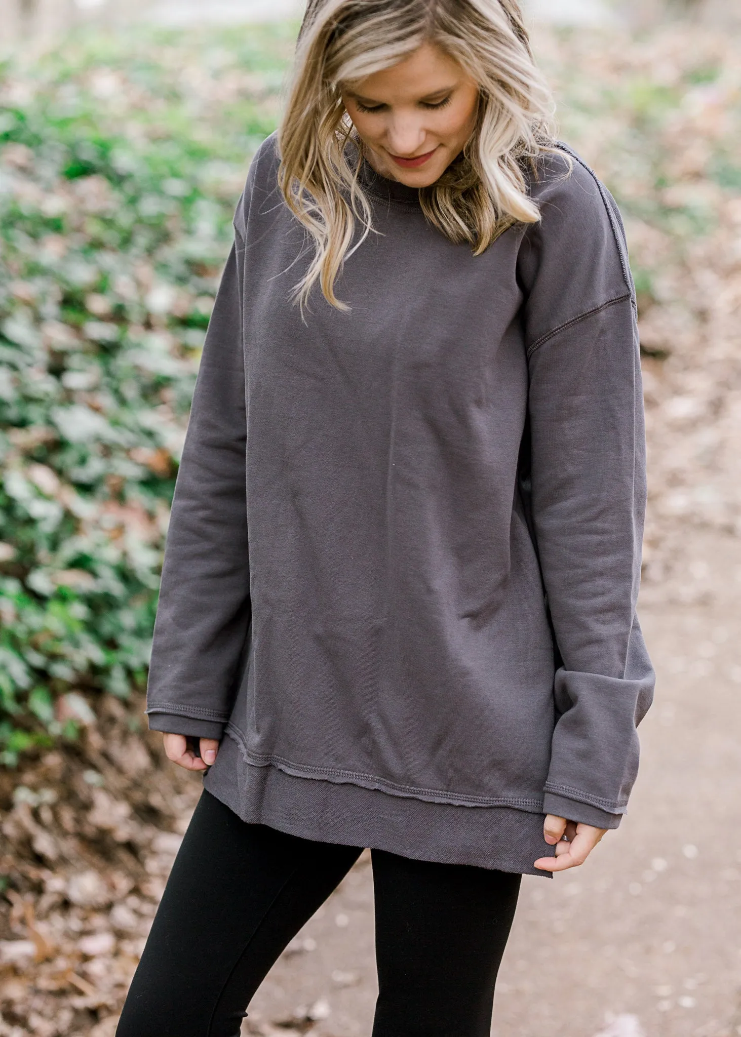 X Warm Charcoal Long Sleeve Top