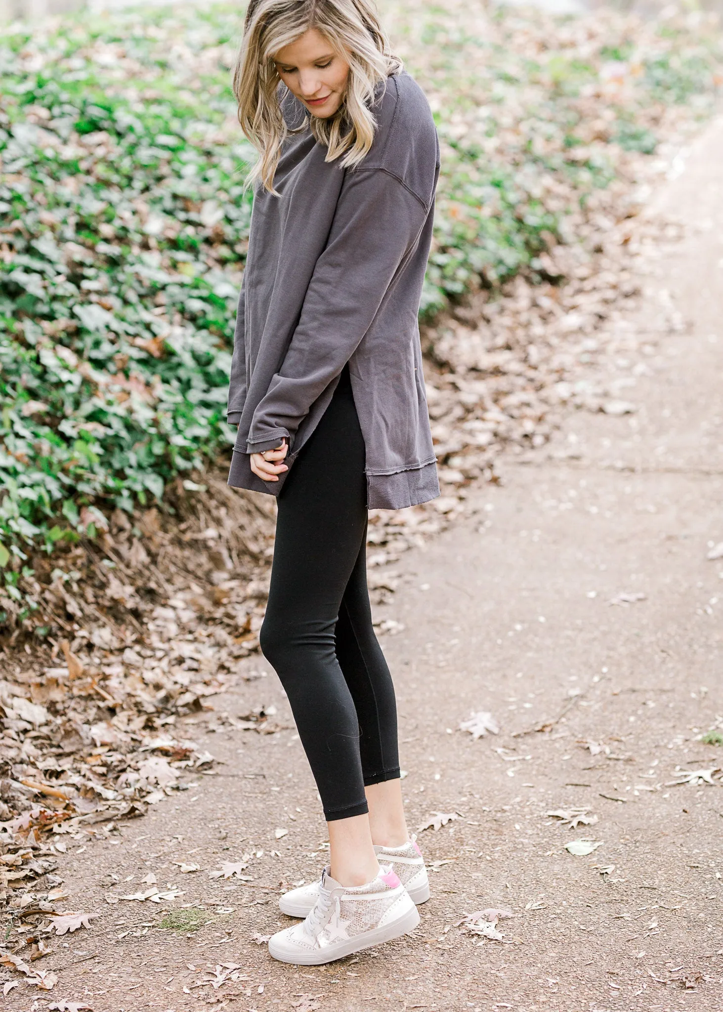 X Warm Charcoal Long Sleeve Top
