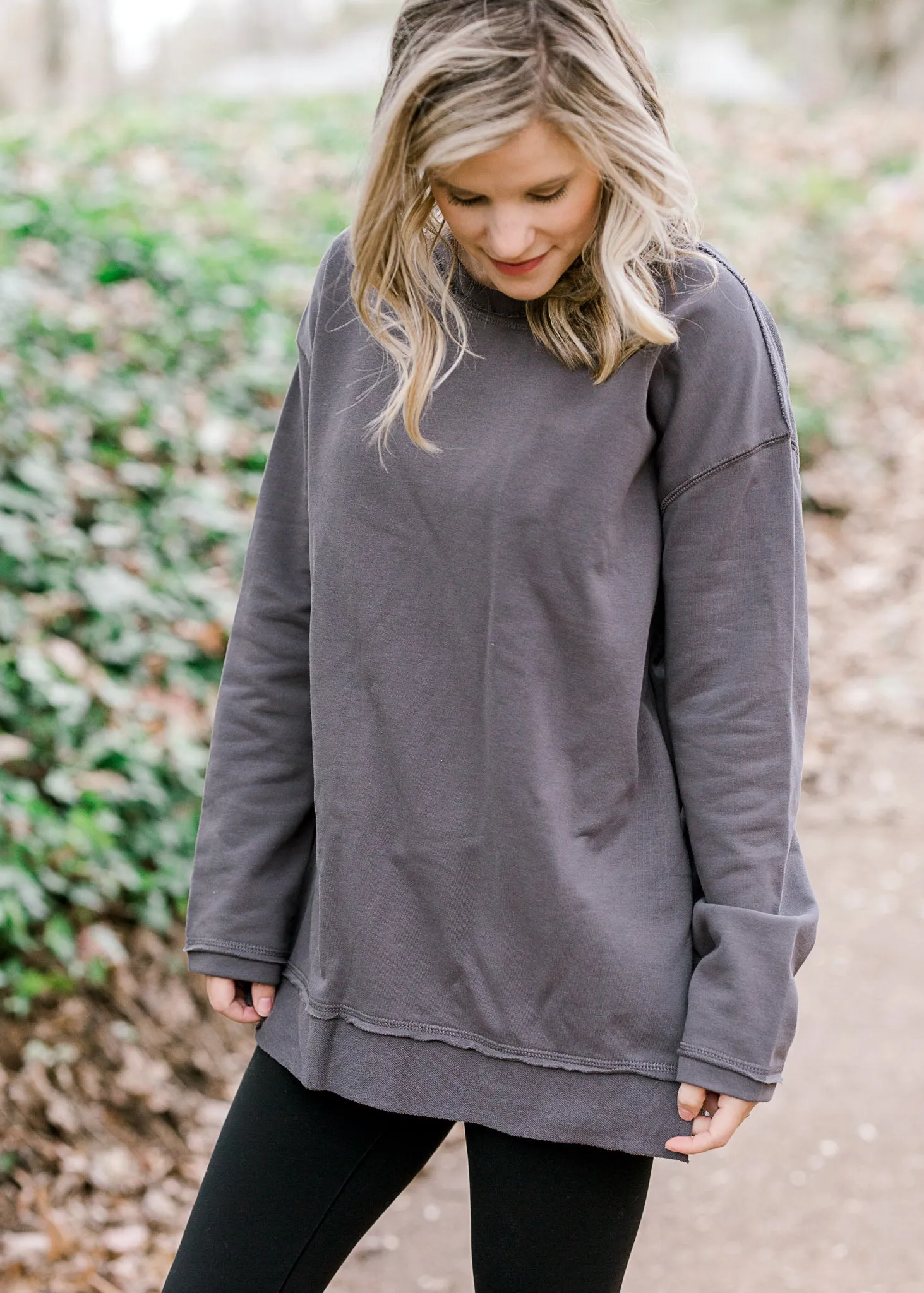 X Warm Charcoal Long Sleeve Top