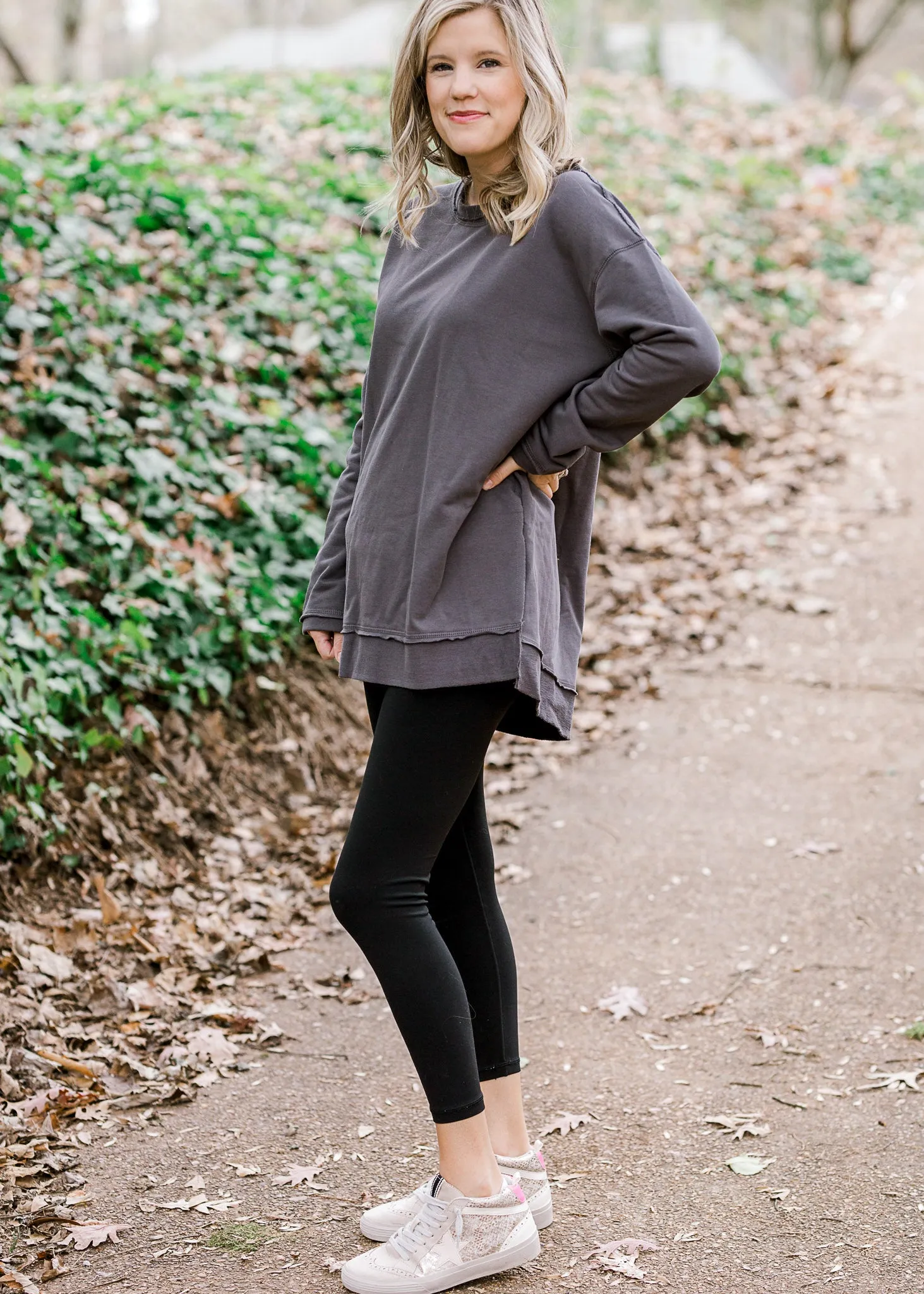X Warm Charcoal Long Sleeve Top