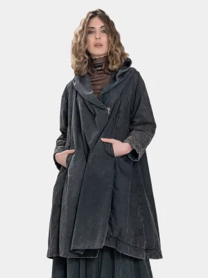 Zip Up Hooded Swing Coat